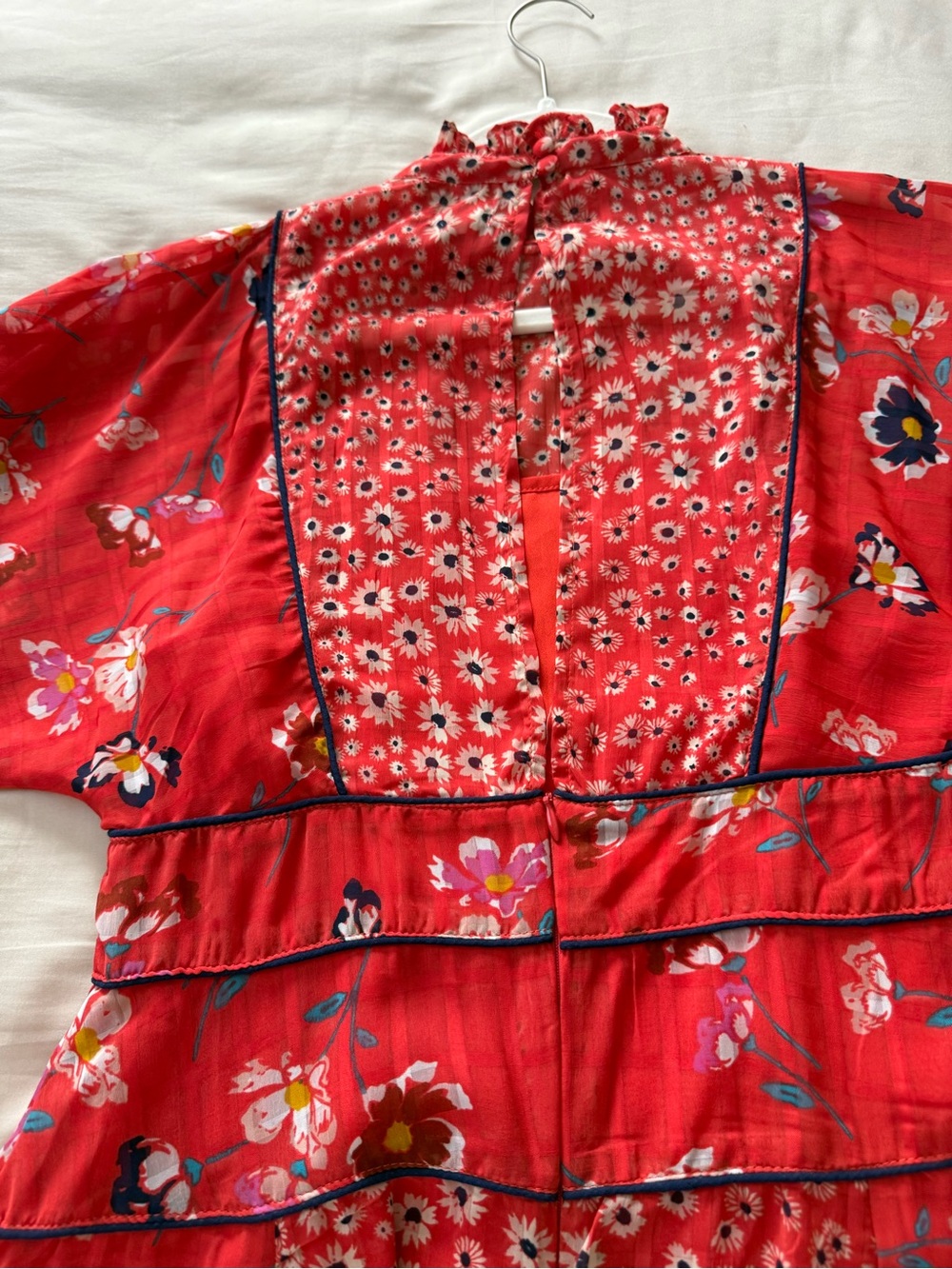 ASOS Red Floral Ruffle-Neck Mini Dress - Picture 5 of 5